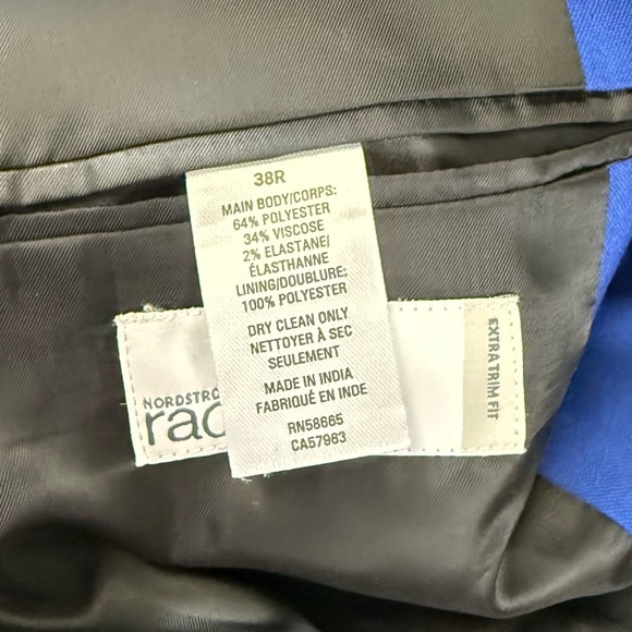 NEW Nordstrom Rack Sport Coat Mens 38 R Blue Extra Trim Fit Blazer Jacket NWOT - Picture 7 of 10